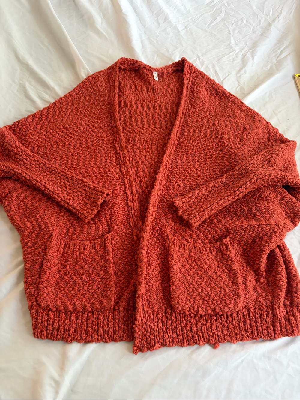 glam Open-Front Chunky Knit Cardigan - Rust Size M/L